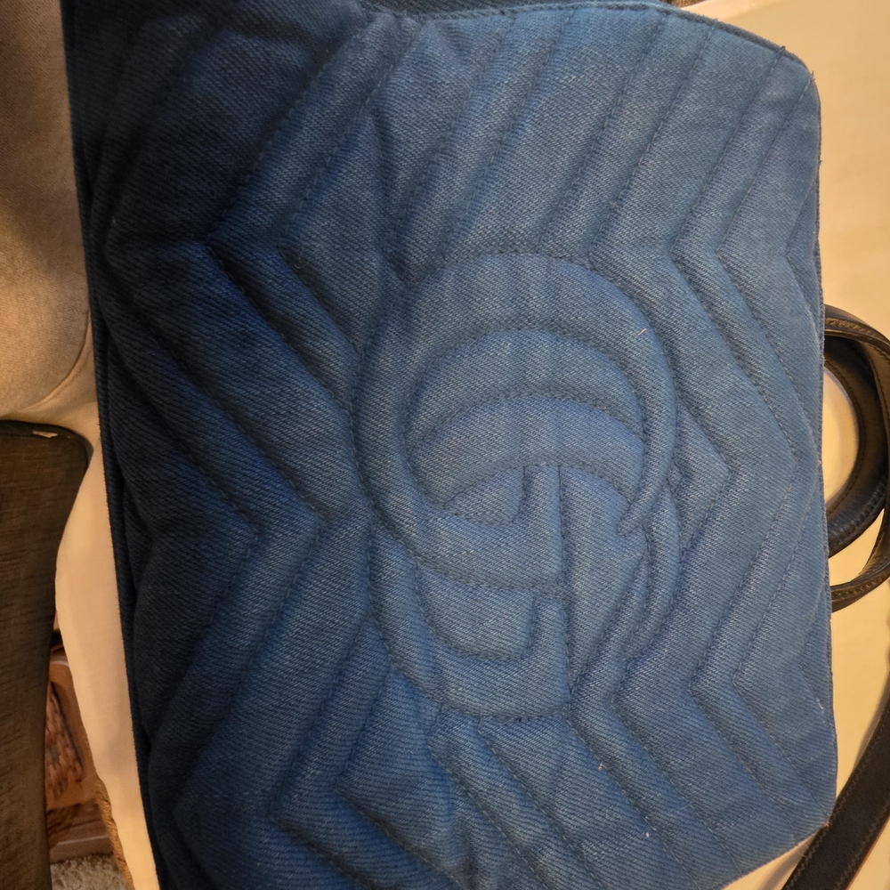 Gucci Blue DENIM GG Marmont Shoulder Bag - Picture 6 of 16